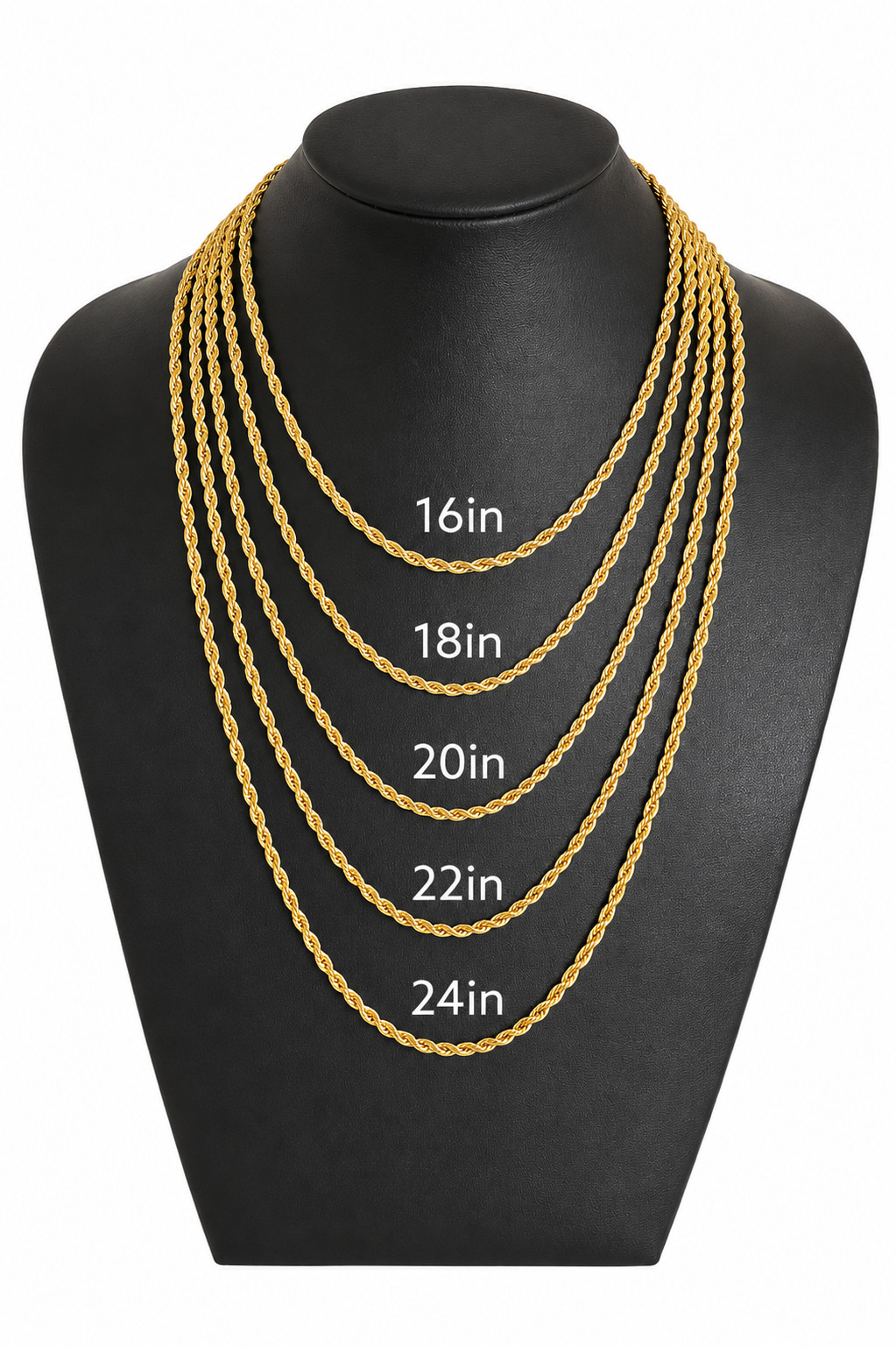 Stainless Steel Gold Plated Rope Chain 3mm Hip Hop Jewelry Unisex Men Women
