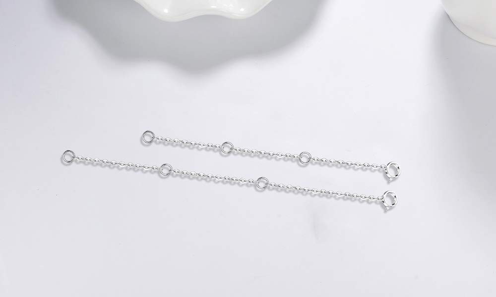 Sterling Silver Necklace Extenders Set of 2 – Adjustable 2″ & 5″ or 3″ & 4″ Chai