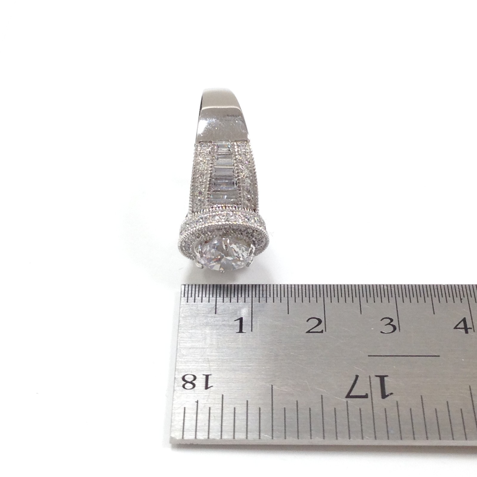 FZN Fuzion Creations 925 Sterling Silver Round Clear CZ Engagement Ring Sz 7.75