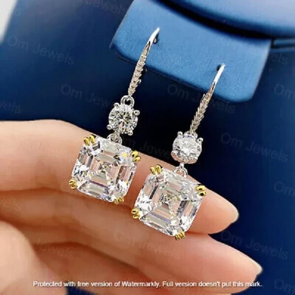 5Ct Lab Created Diamond Women Drop/Dangle Earrings 14K White Gold Finish