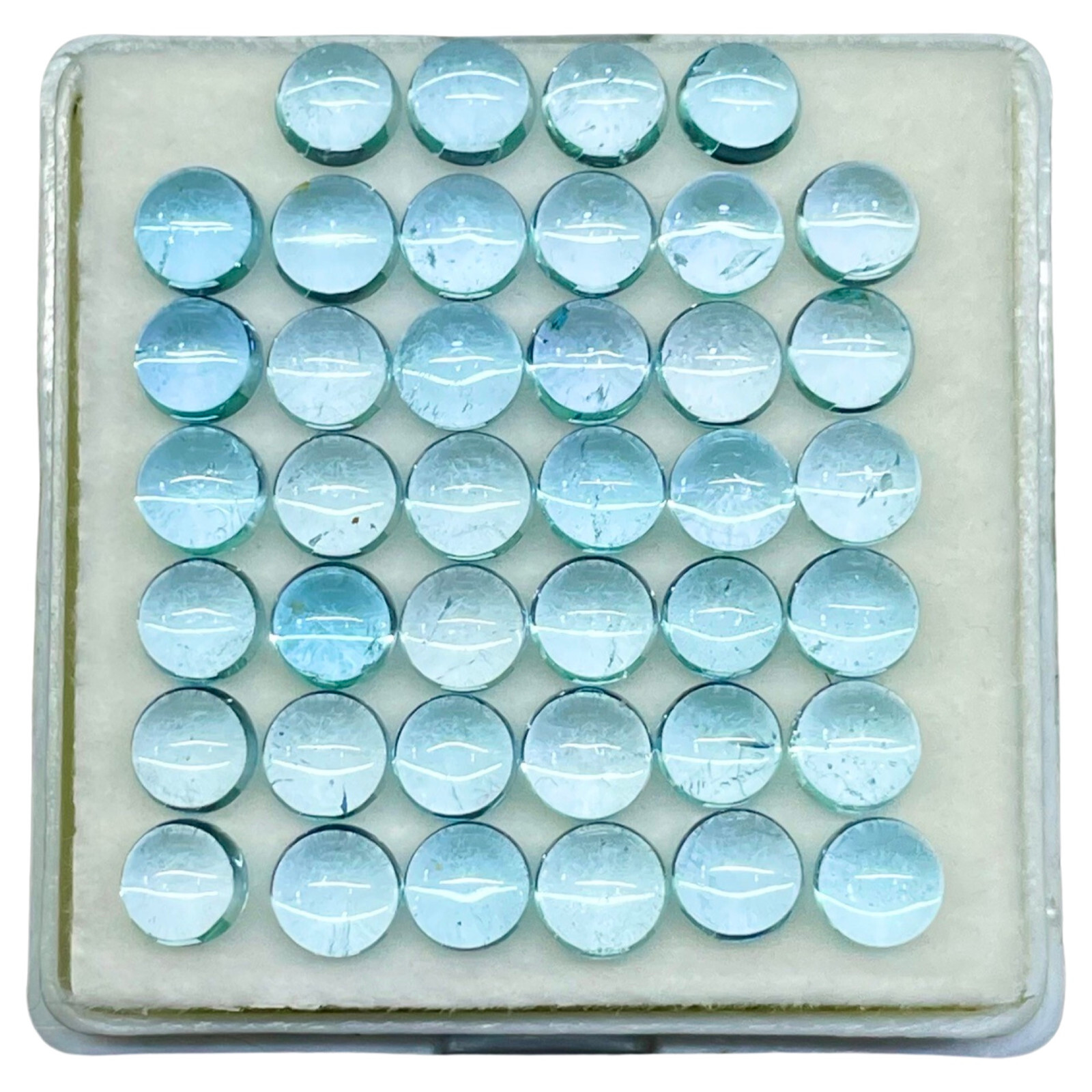 40 Pcs Natural Sky Blue Topaz 4.7-5mm Round Shape Loose Cabochon Gemstones Lot