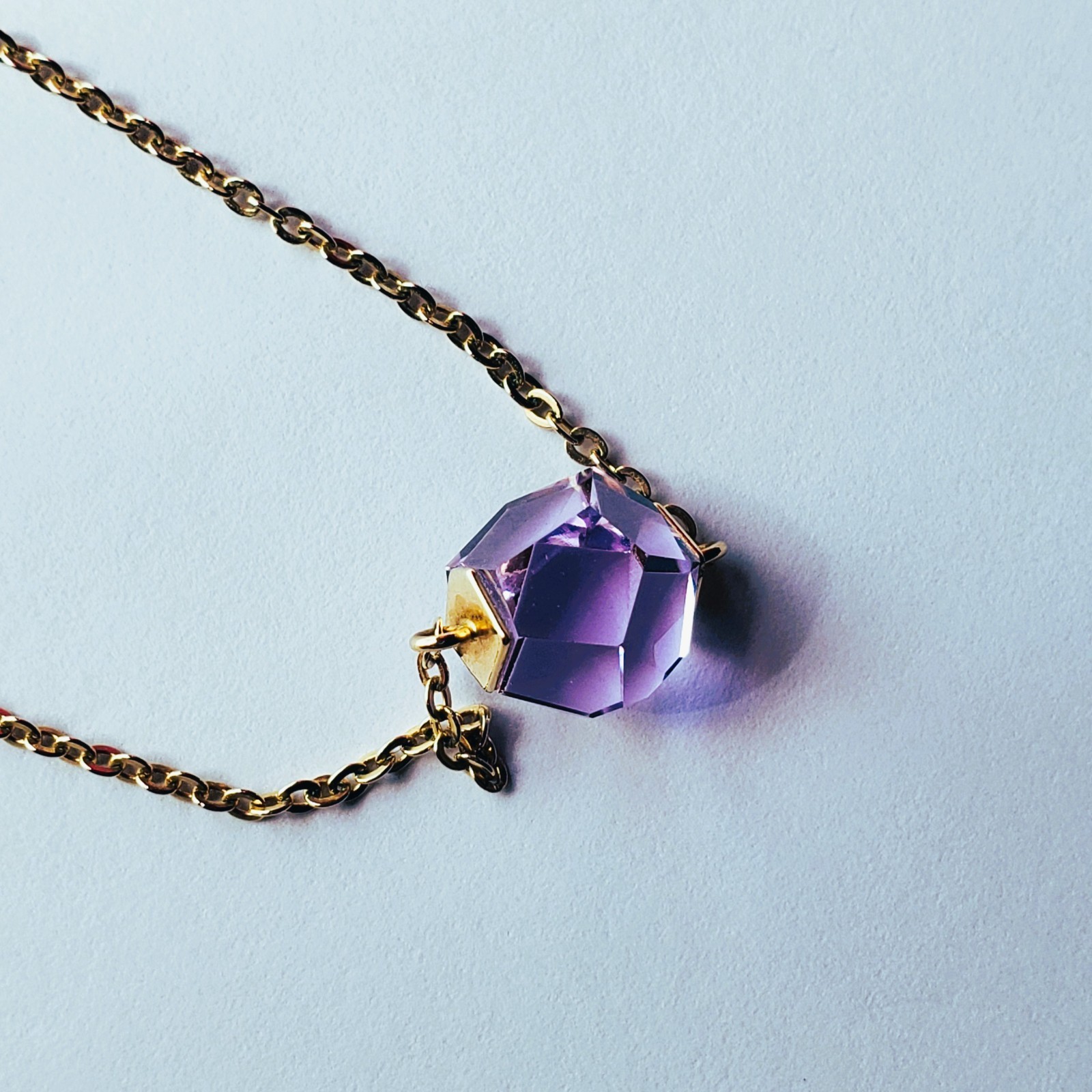 Swarovski “Nutshell Design Collection” Violet Hue Geometric Crystal Necklace