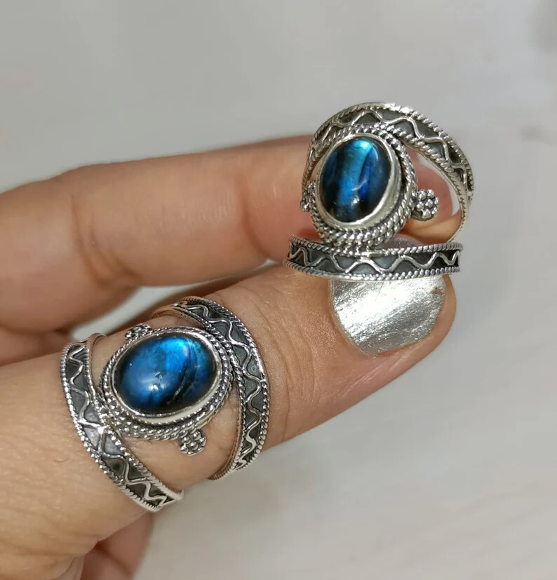 Labradorite 925 Sterling Silver Band &Statement Ring Handmade Ring All size-b-34