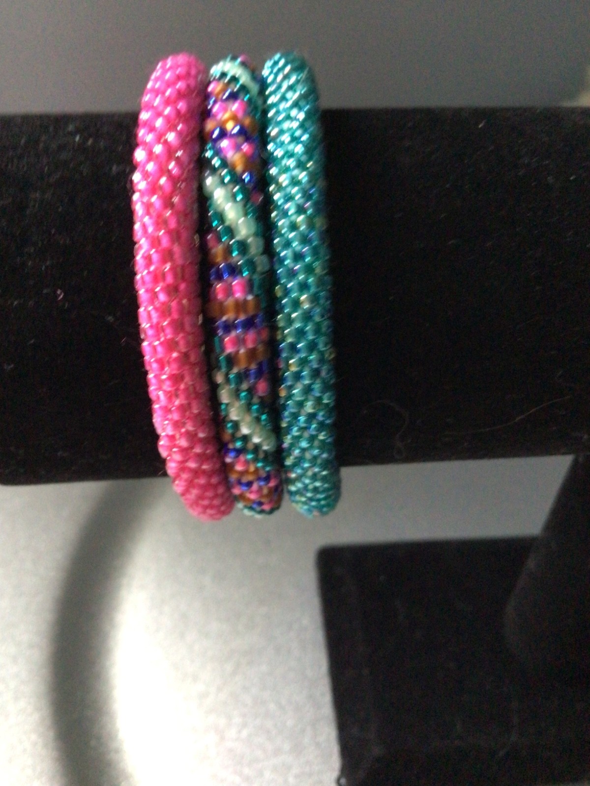 SPARKLING TEAL & PINK 7″ ROLL ON SASHKA BRACELETS, 3 PCS
