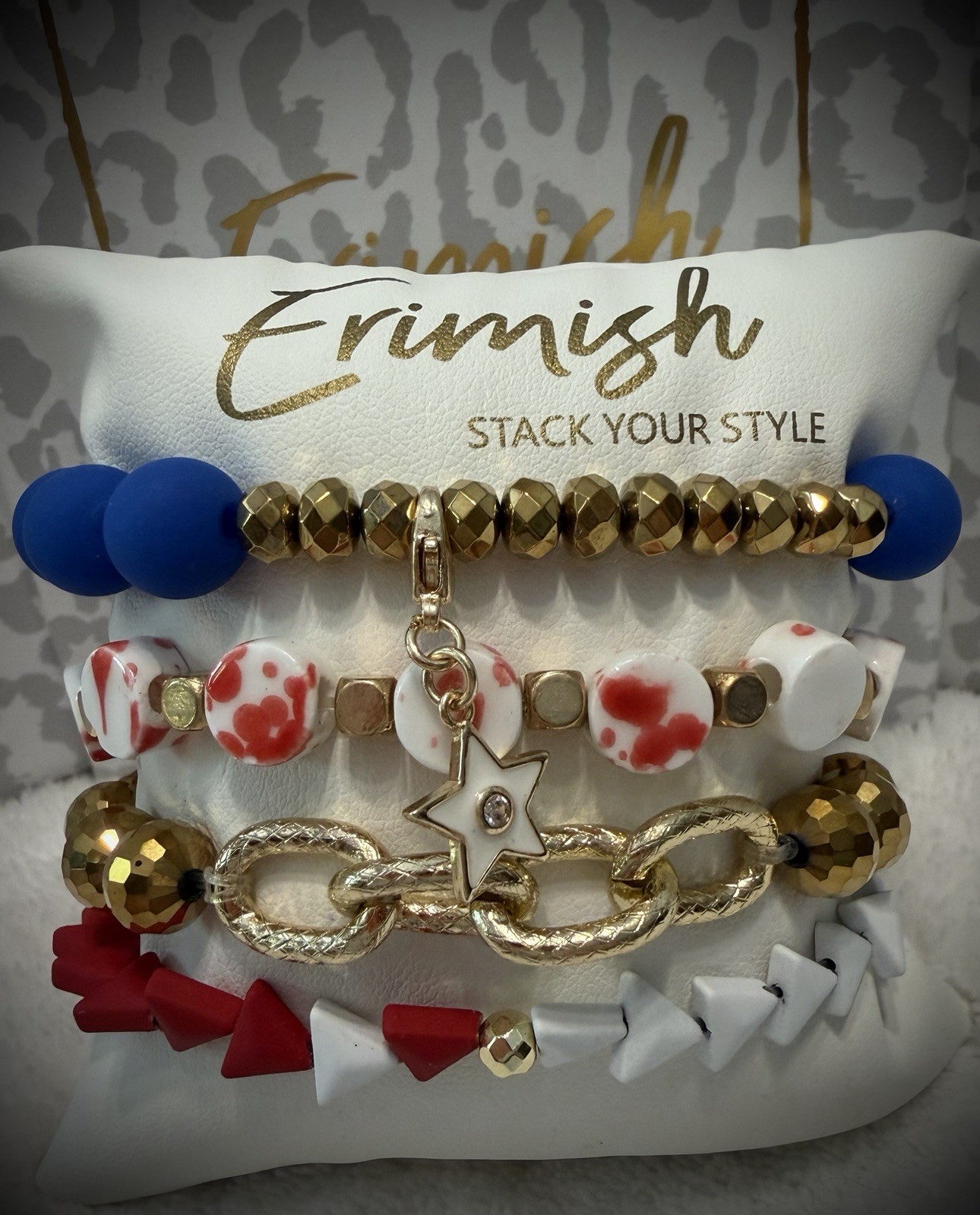 New ERIMISH Bracelets 4 Pc – Red, White & Blue Custom Regular, Kids Or Extended