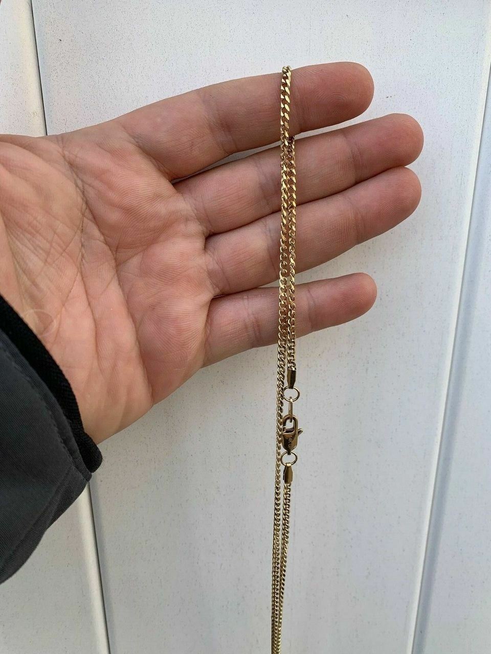 Mens Gold Miami Cuban Link Chain 3mm 14k Gold Plated Stainless Steel 18-30″ Long