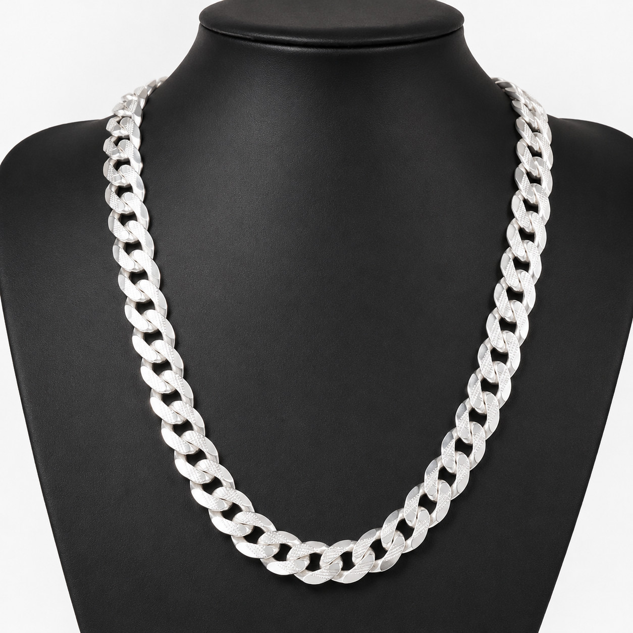 925 Sterling Silver 13mm Cuban Chain Diamond Cut Heavy Link Necklace Unisex