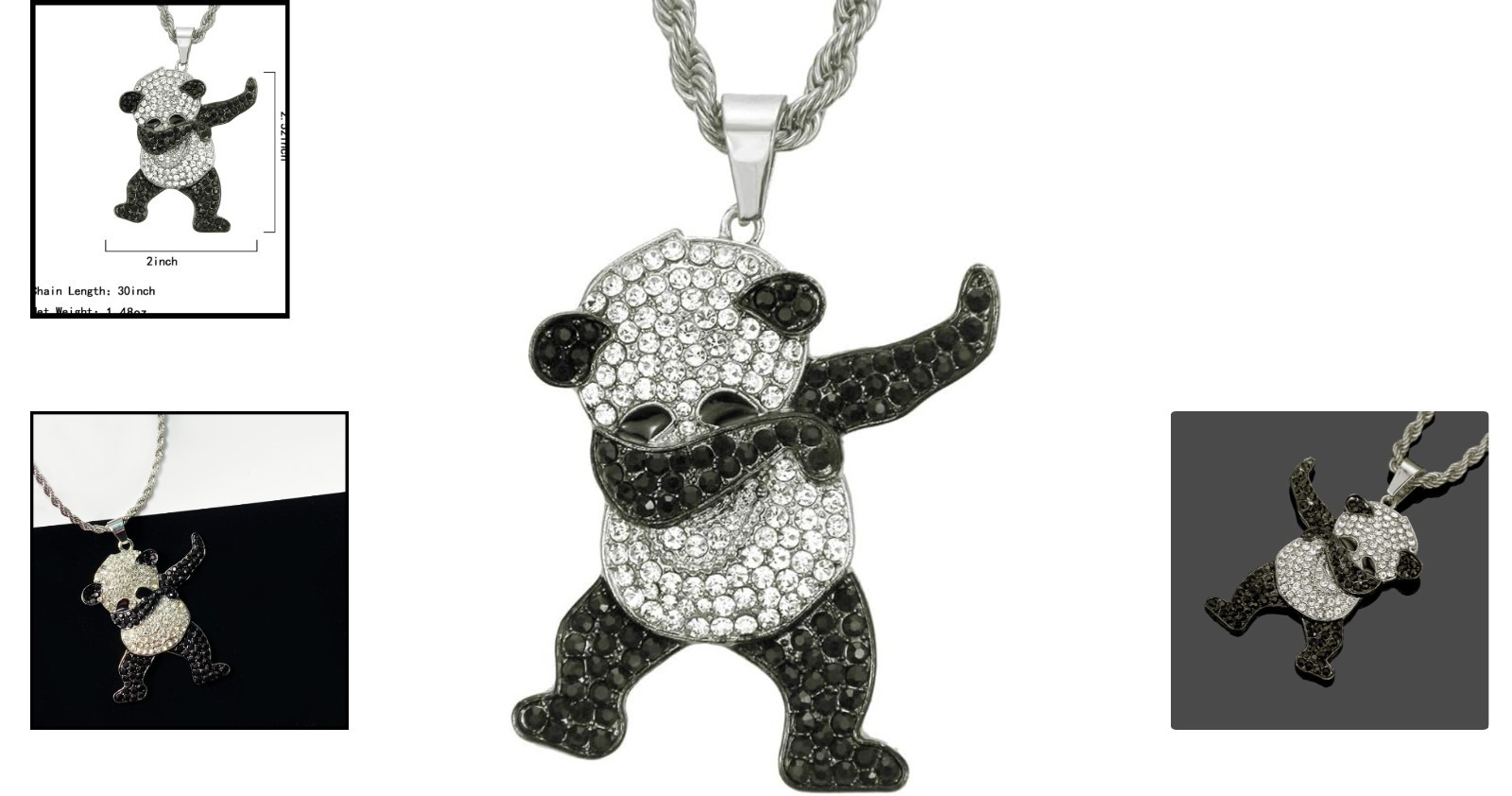 Unisex Iced Out Diamond Panda Pendant Necklace – Hip Hop Style