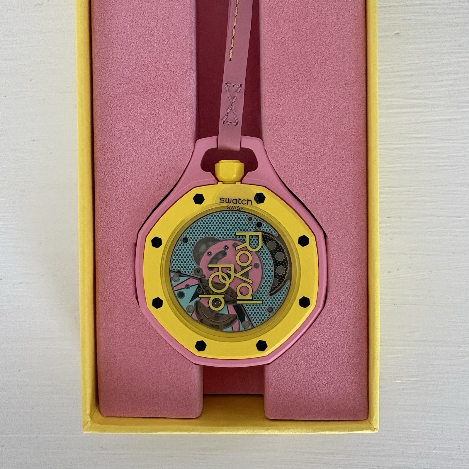 Swatch Royal Pop Otg Roz Bioceramic 41mm Quartz Blue/Pink Dial Pink Band