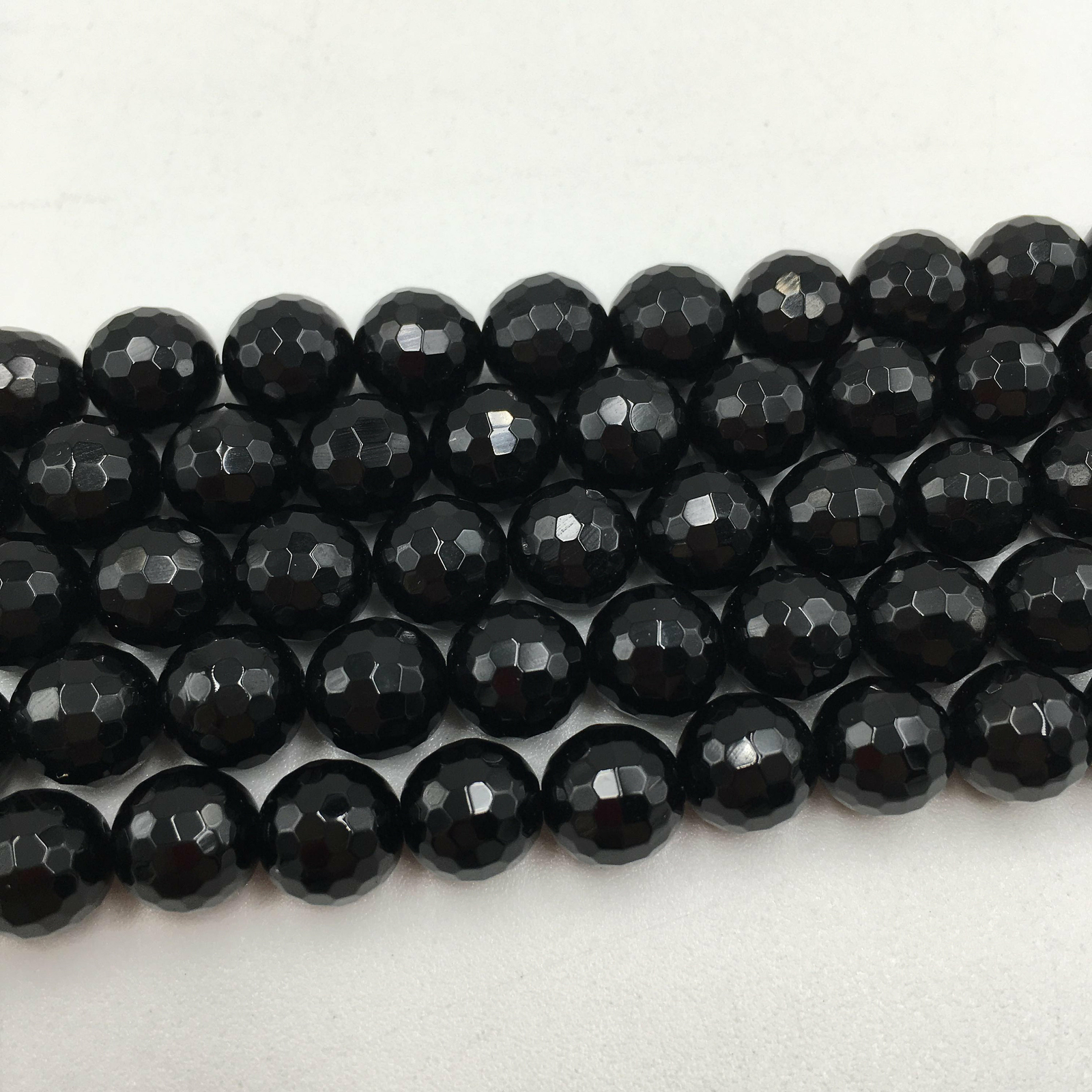 Black Onyx Faceted Round Beads 4mm 6mm 8mm 10mm 12mm 14mm 16mm 18mm 15.5″ Strand