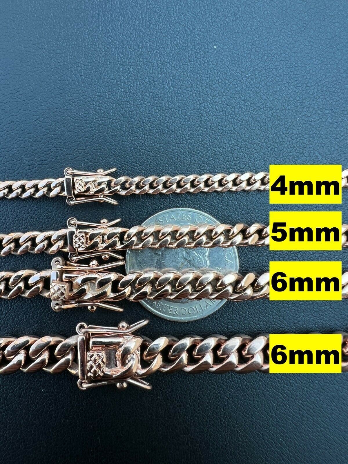 Miami Cuban Link Chain Necklace / Bracelet Rose Gold Plated Stainless Box Lock