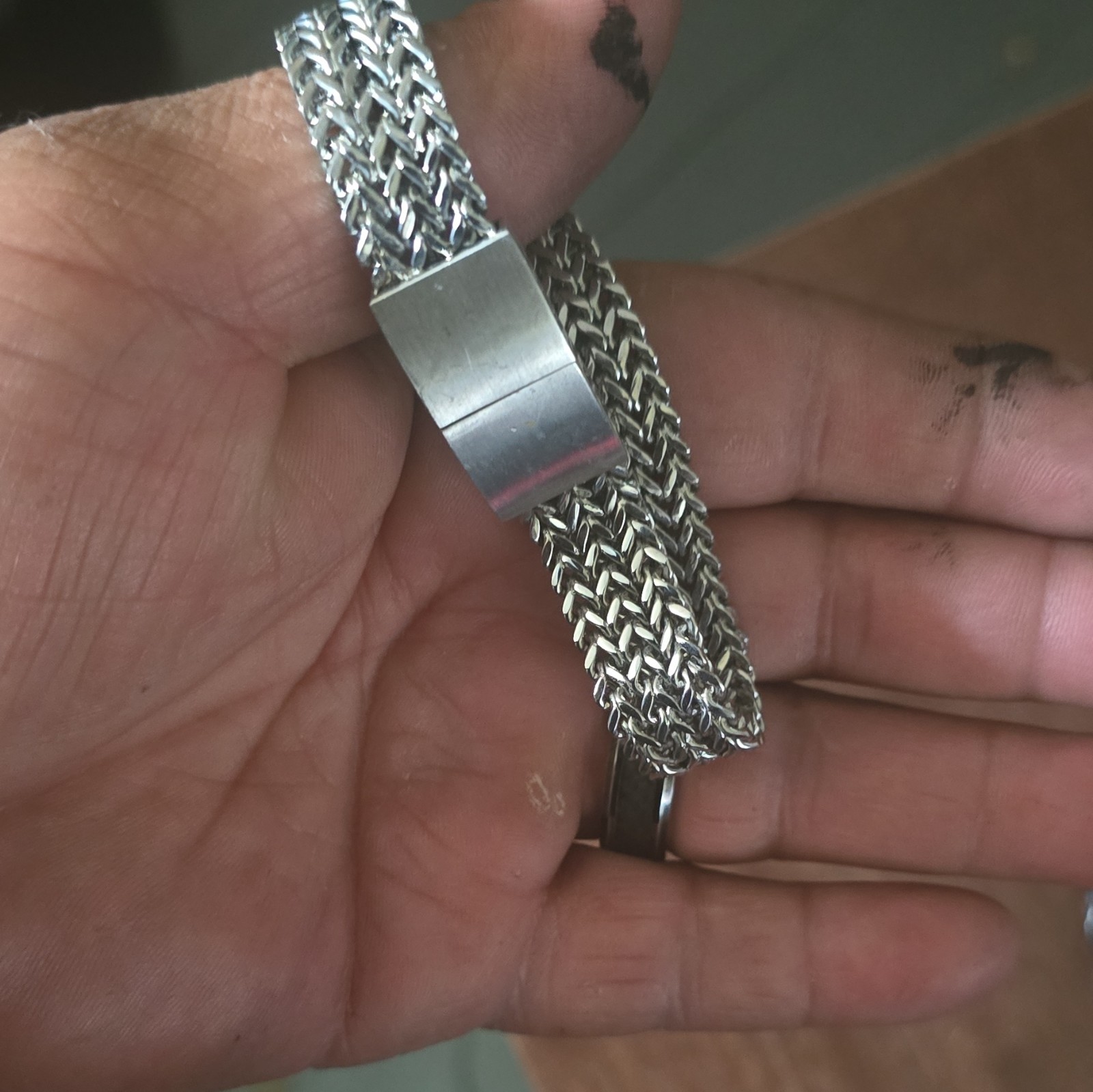 Silver Tone Wheat Chain Link Bracelet, Chain Style, Box Clasp Closure
