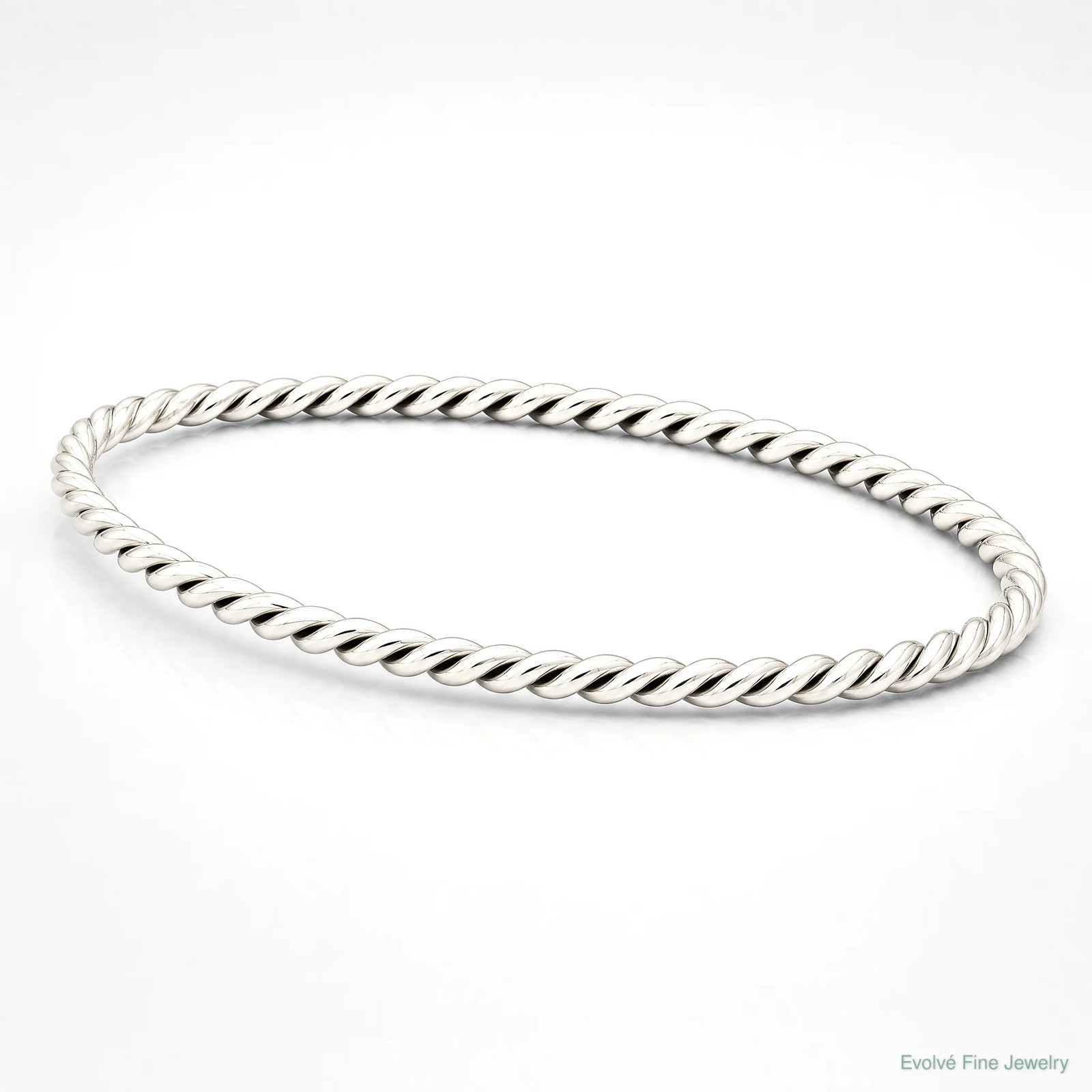 Sterling Silver Antiqued 3mm Twisted Slip-On Bangle