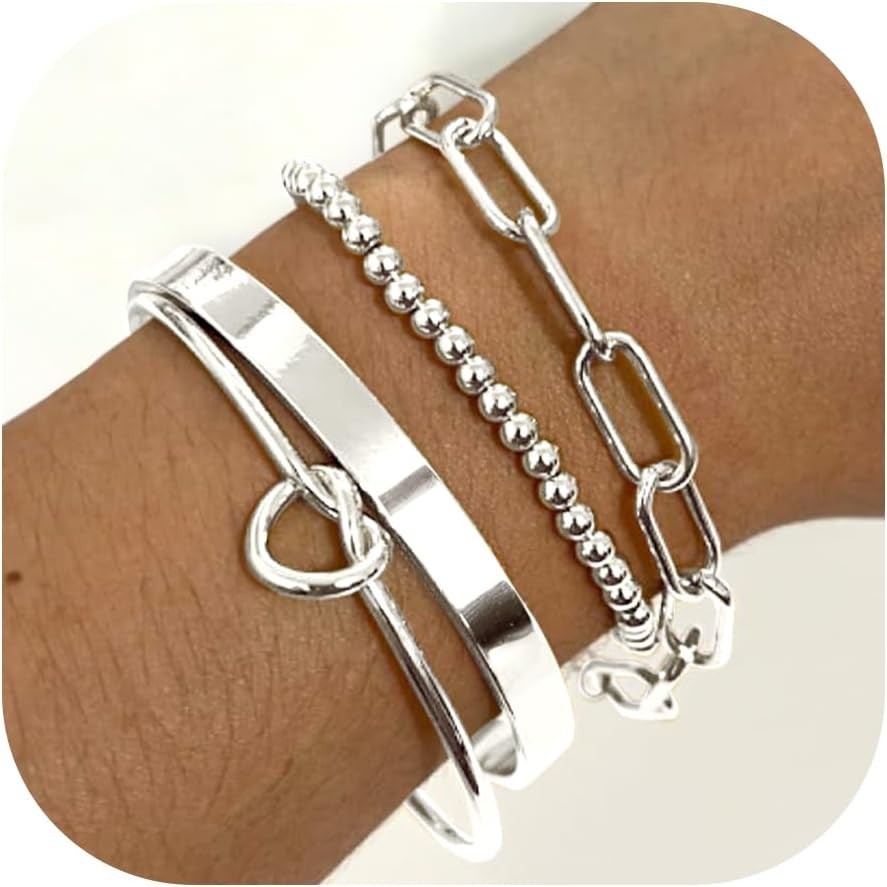 Elegant 14K Gold Plated Cuff Bracelet Set – Non-Tarnish & Waterproof Jewelry
