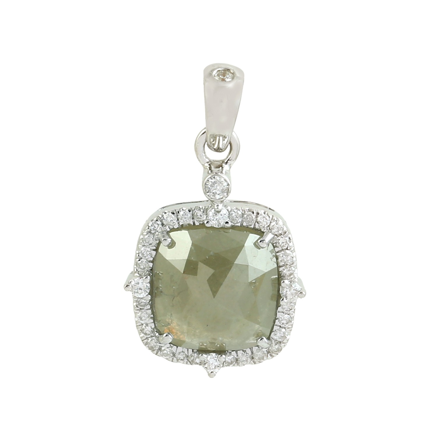 Ice Diamond Pendant For Wedding Anniversary Gift In 18k White Gold Pendant