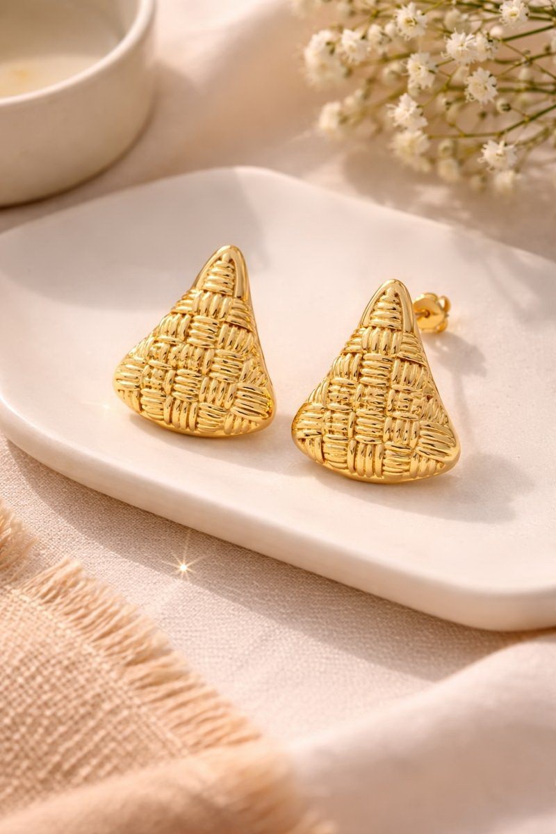 925 Sterling Silver Texture Triangle Stud Earrings |Geometric Minimalist Jewelry