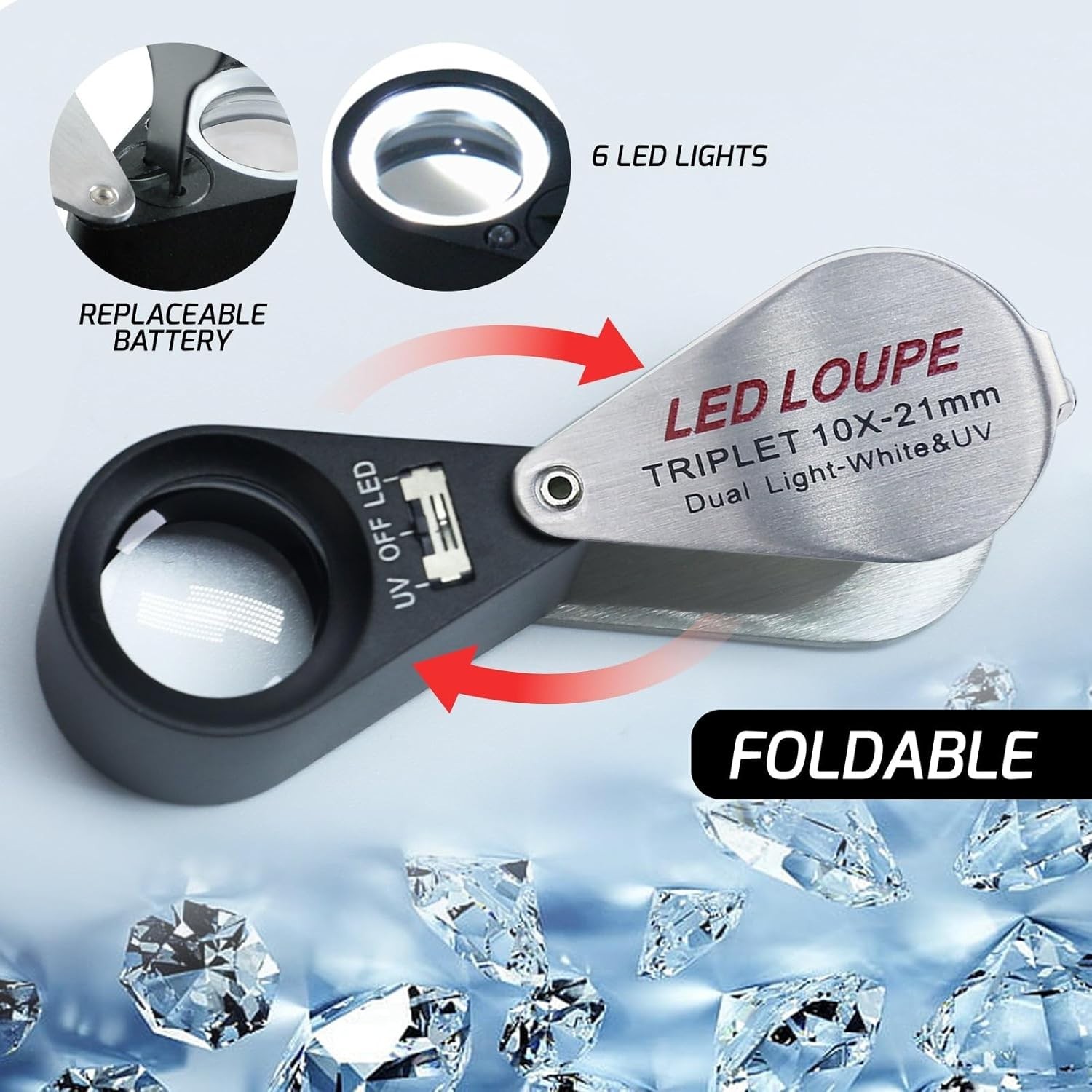 Gain Express Jewelers Loupe Magnifier, Jewelry Loop Magnifier with Light, Hastin