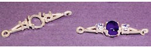 7x5mm Oval Cab Accented Silver Pre-Notched Bracelet Link Setting