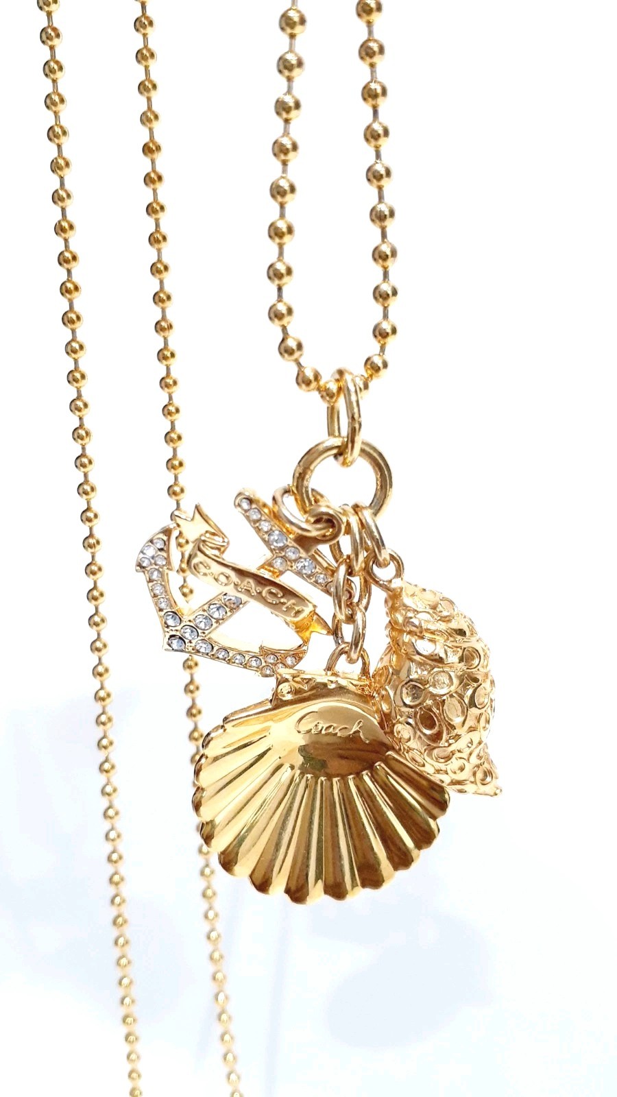 Coach Seashell Nautical Beach Charm Necklace Rare SEE DESCRIPTION Free Ship!