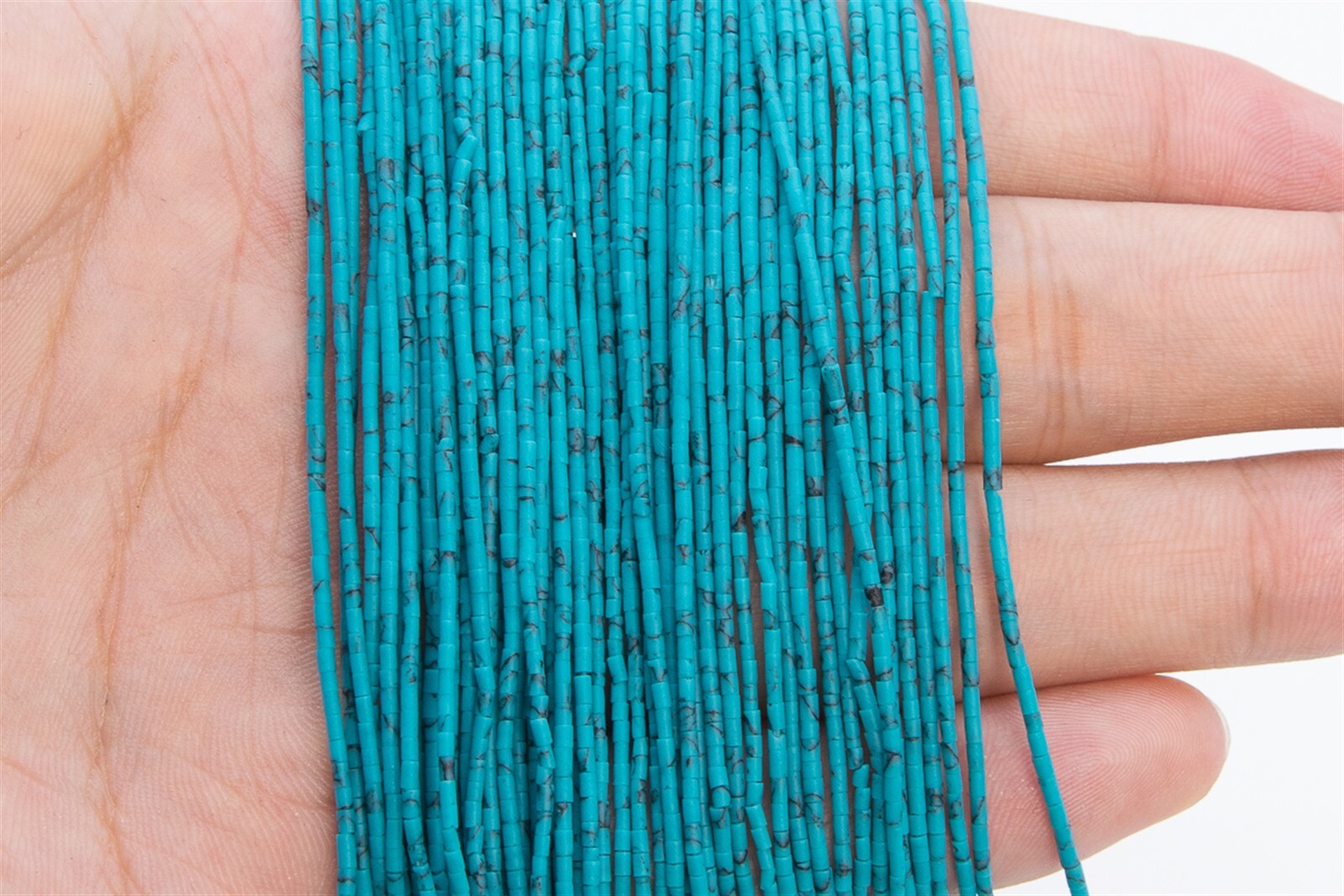 1x1MM Water Blue Howlite Beads Round Tube Loose Beads 14.5″