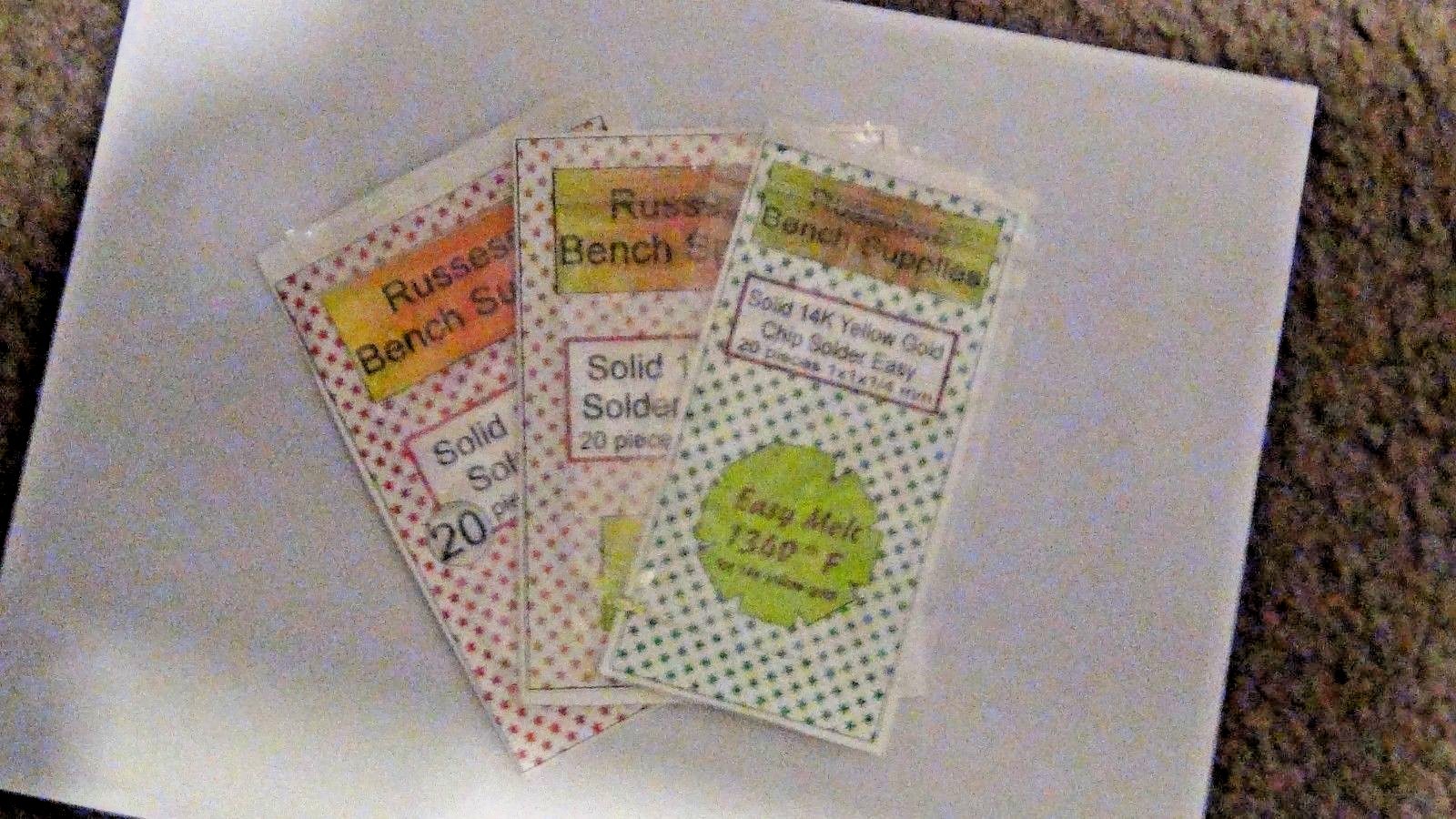 Solid 14k yellow solder chips progressive Easy Medium Hard 3 pack 20 each 1×1 MM