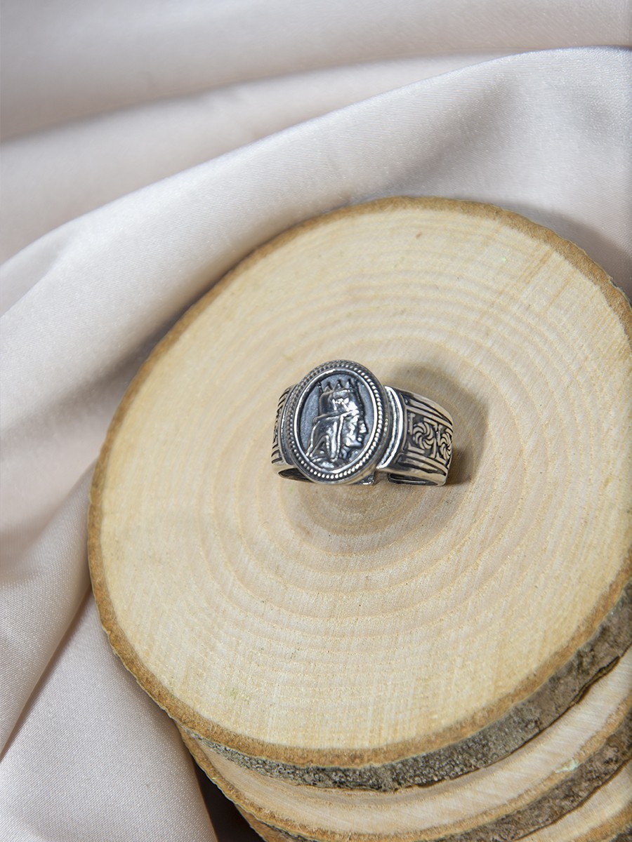 Men’s Silver-Tone Ring – Tigran the Great Armenian King – Adjustable