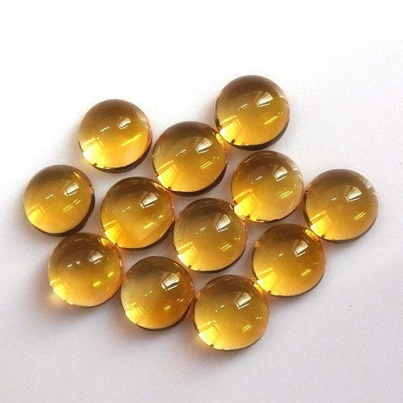Natural Citrine Round Cabochon 3mm To 10mm Loose Gemstone