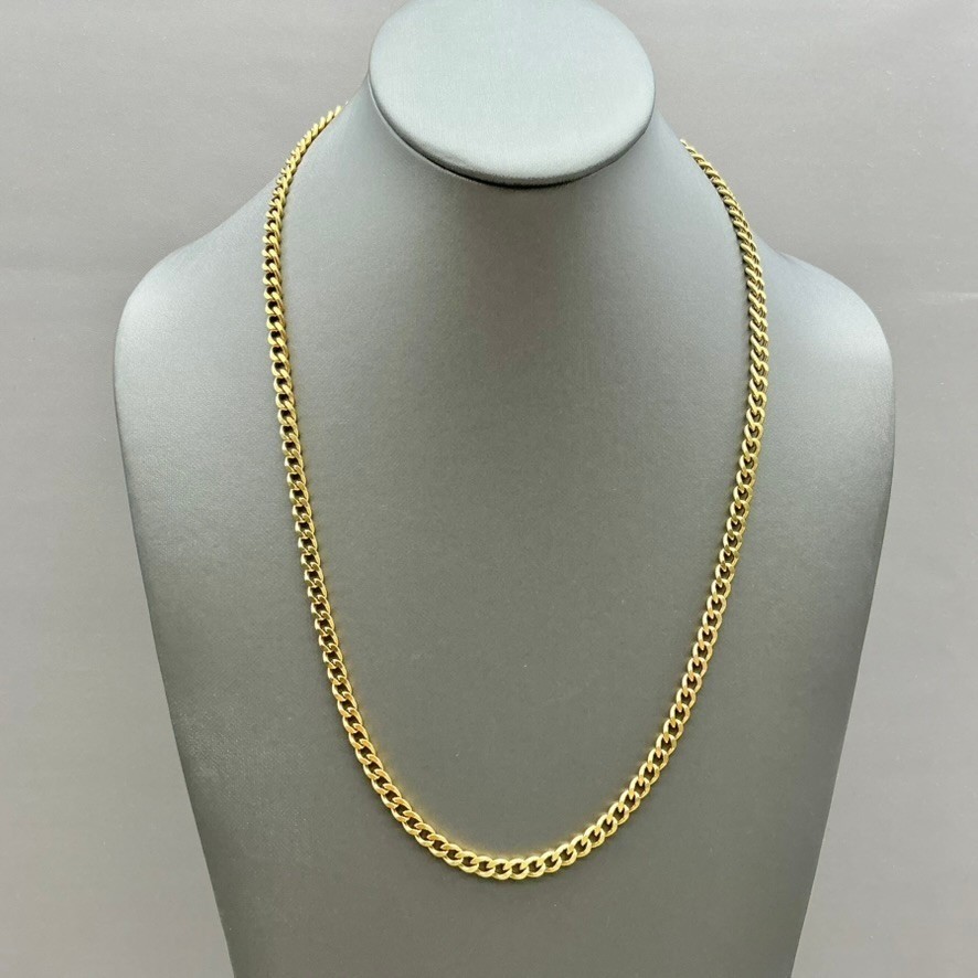 Gold Tone Curb Chain Necklace Classic Cuban Link Choker 23 Inches Minimalist