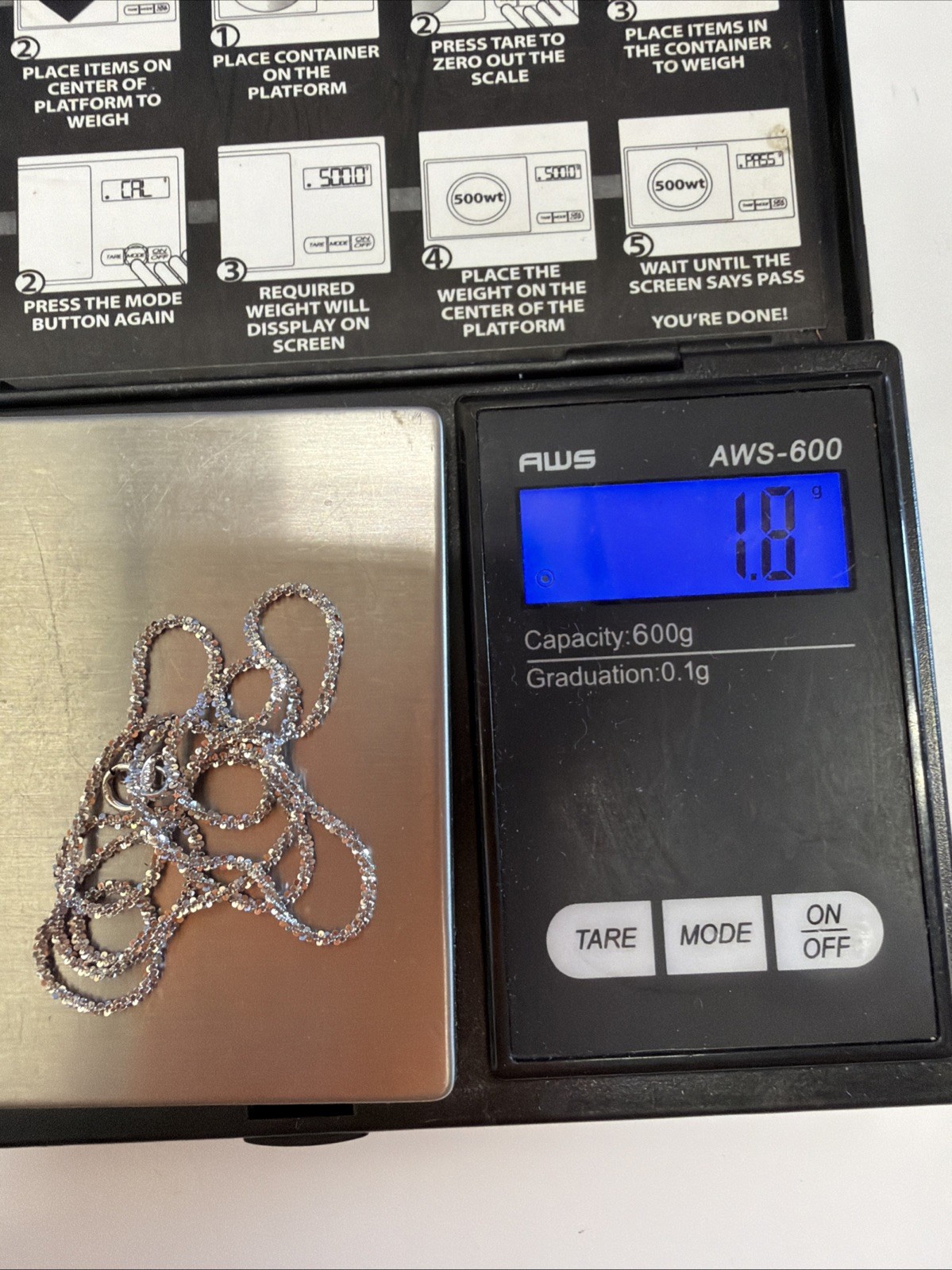 14k MILOR ITALY 1mm White Gold Popcorn Link 16” Chain
