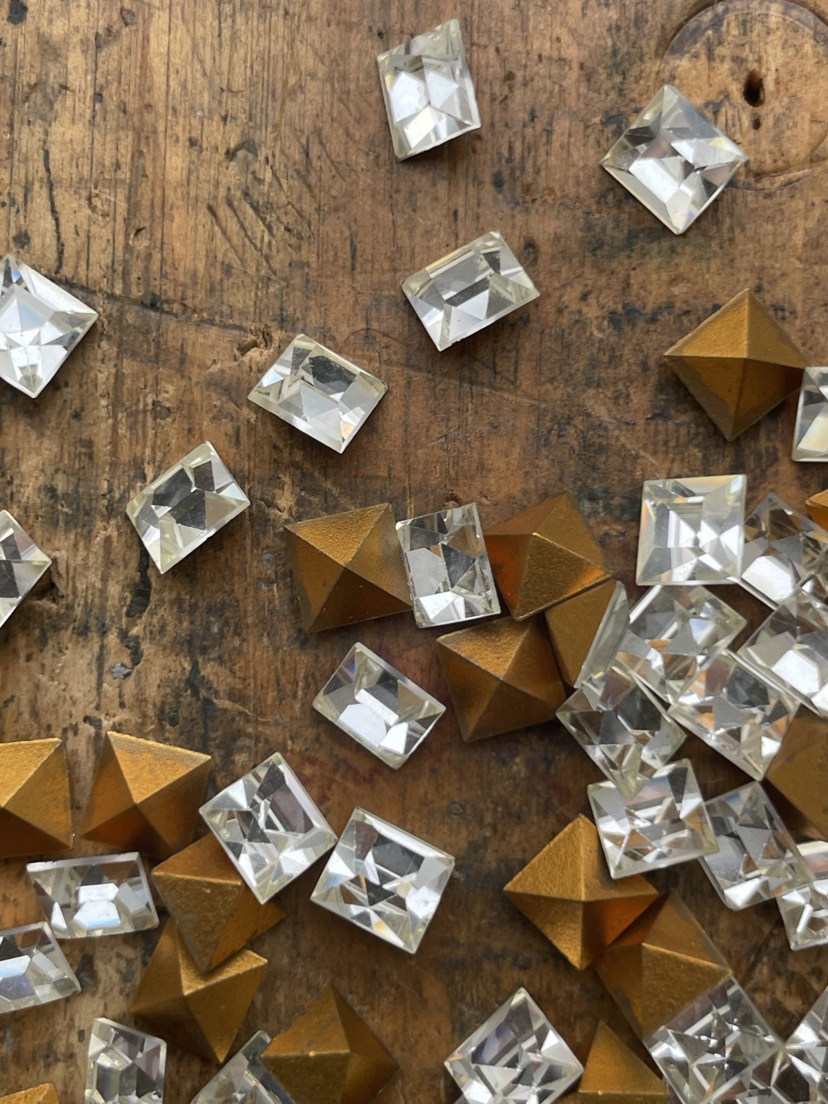 (1 Gross=144) NEW Vintage SWAROVSKI 6mm Crystal Square Faceted Gold Foiled
