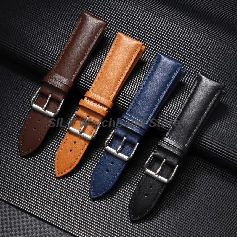 16mm 18mm 20mm 22mm 24mm Genuine Leather Wristband Watch Strap Band Bracelet
