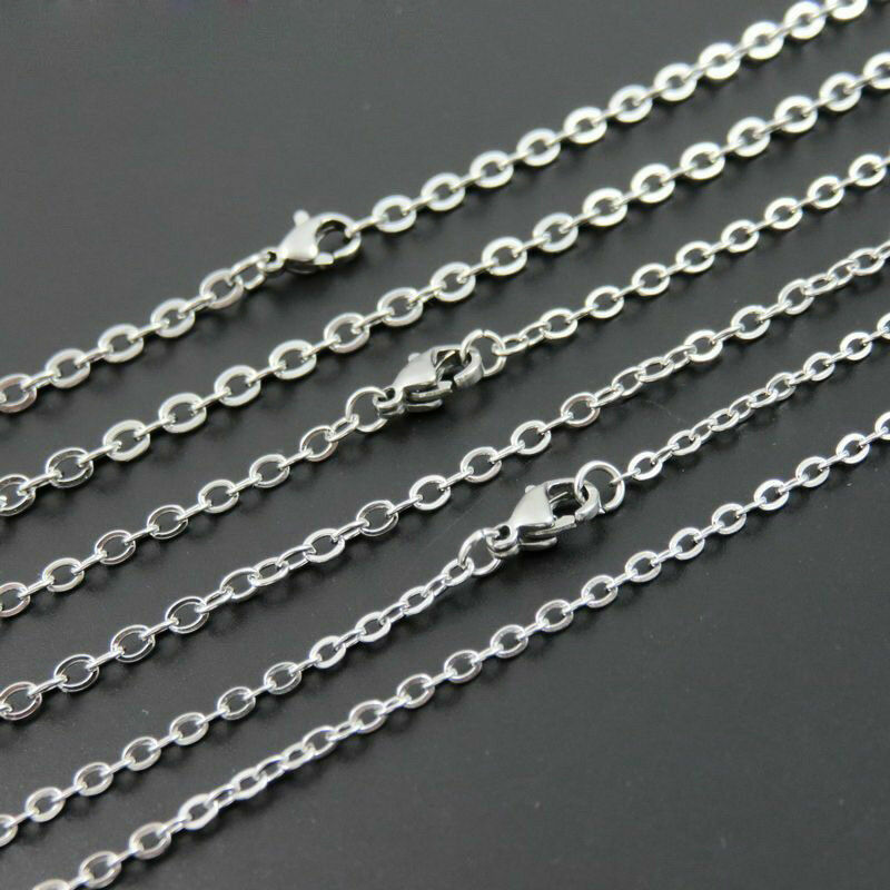 1.5-3.2mm 16″-32″ Wholesale In Bulk Stainless Steel Silver Oval Chain Necklace
