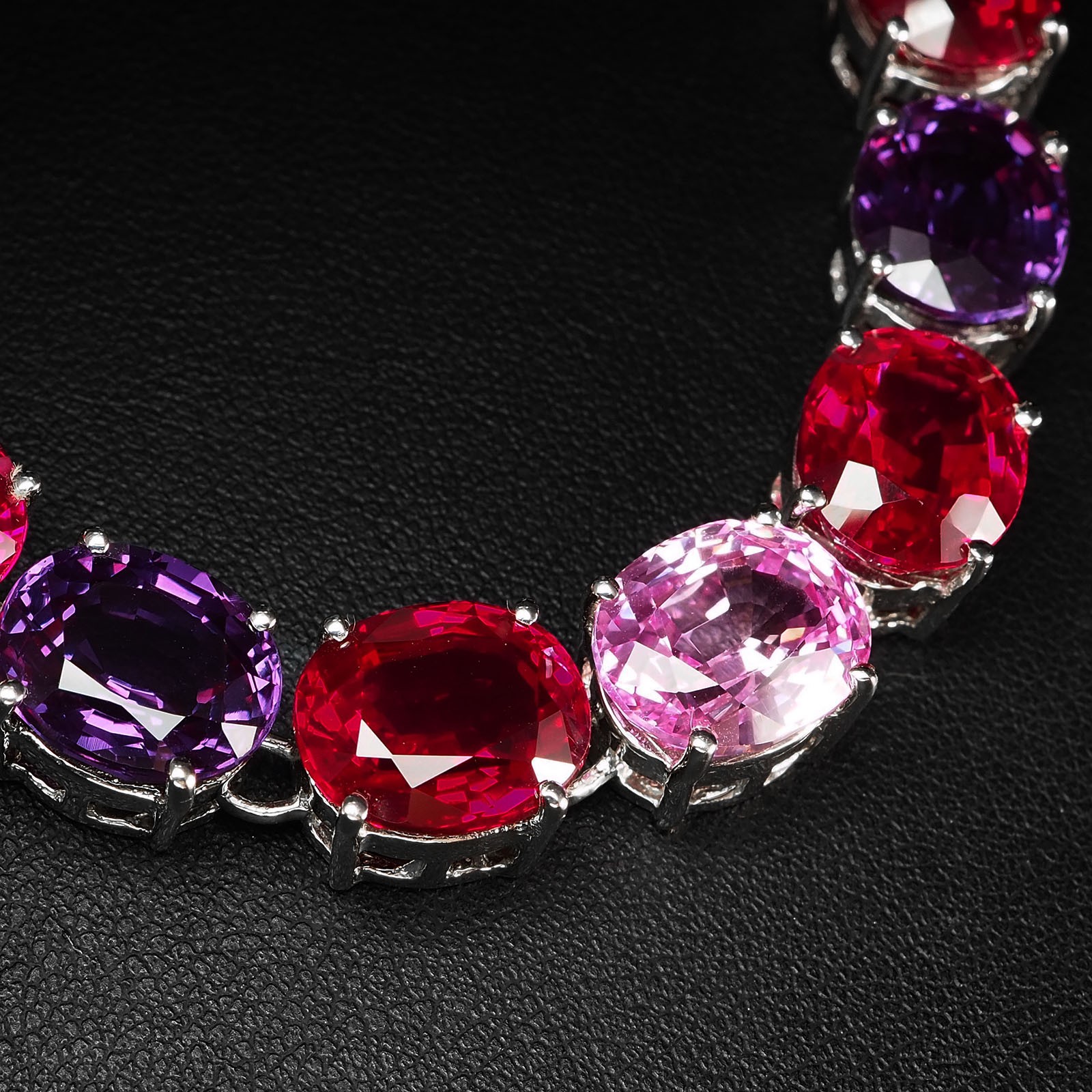 Sapphire Rubellite Tourmaline 108.50Ct 925 Sterling Silver White Gold Bracelets