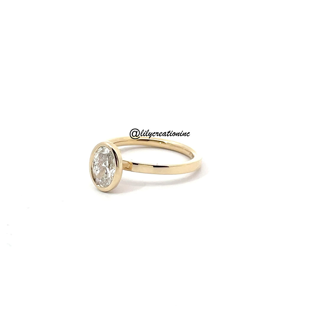 3Ct Oval IGI Certified Bezel Set Lab Grown Diamond Engagement Ring Platinum