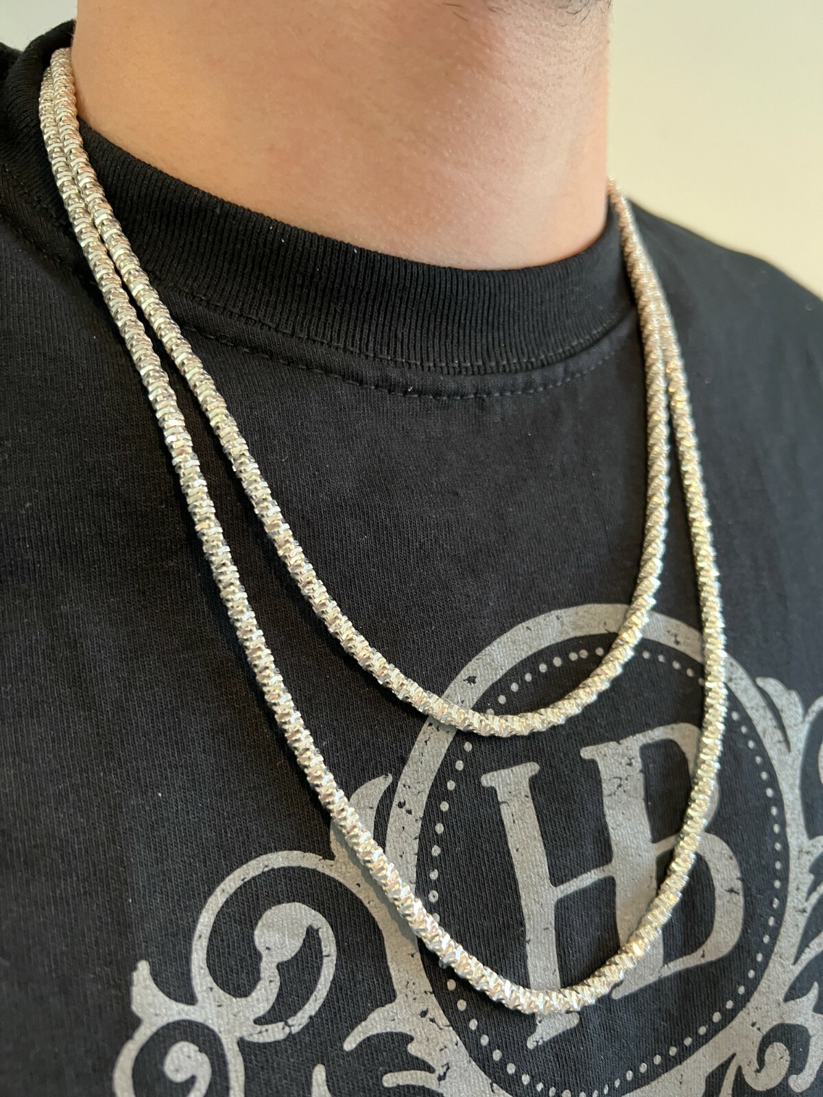 Real 925 Sterling Silver Diamond Cut Sparkle Ice Rope Chain Necklace 3-5mm ITALY