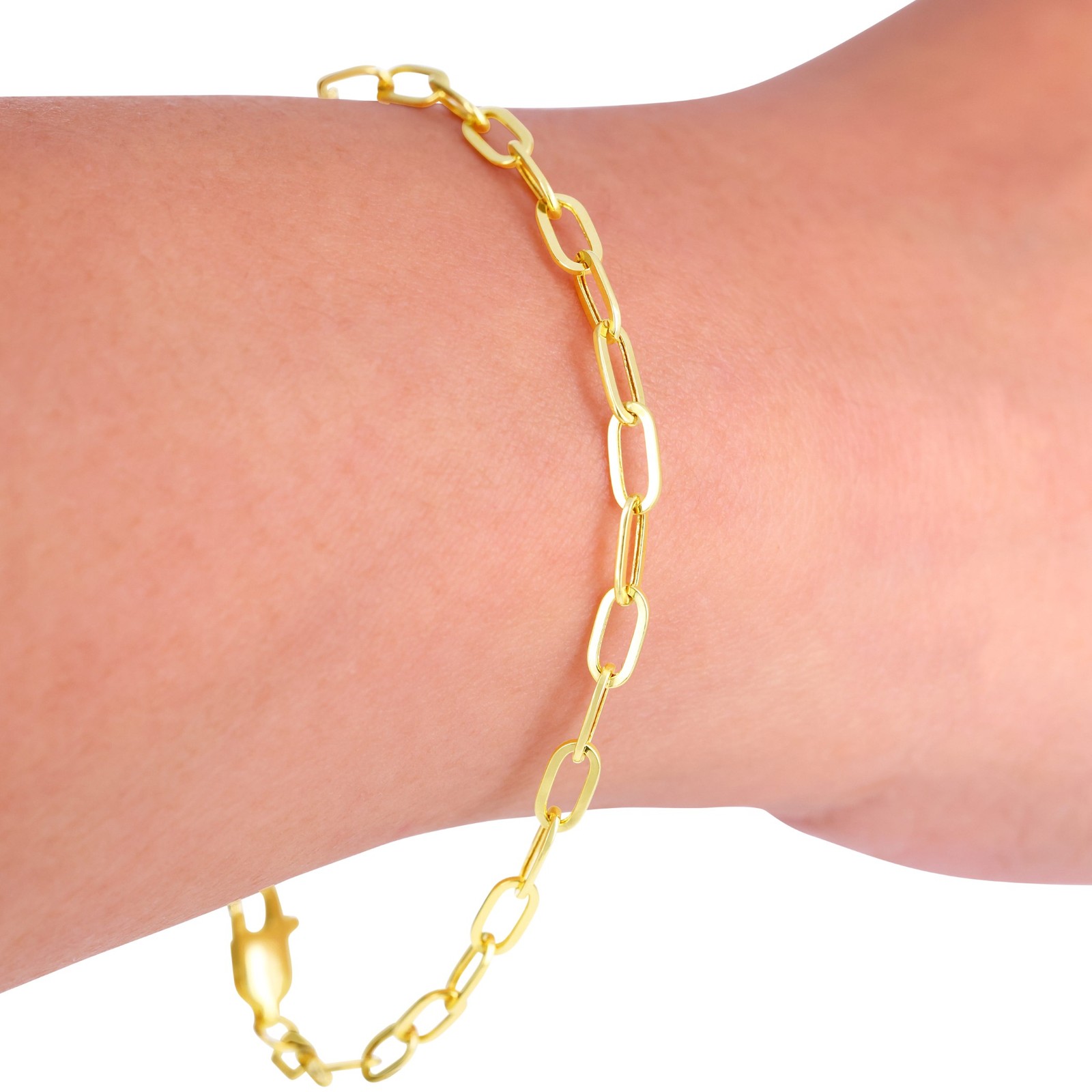 10k Yellow Gold Paperclip 2mm-7mm Chain Cable Rolo Bracelet Mens Womens 7″ – 8″
