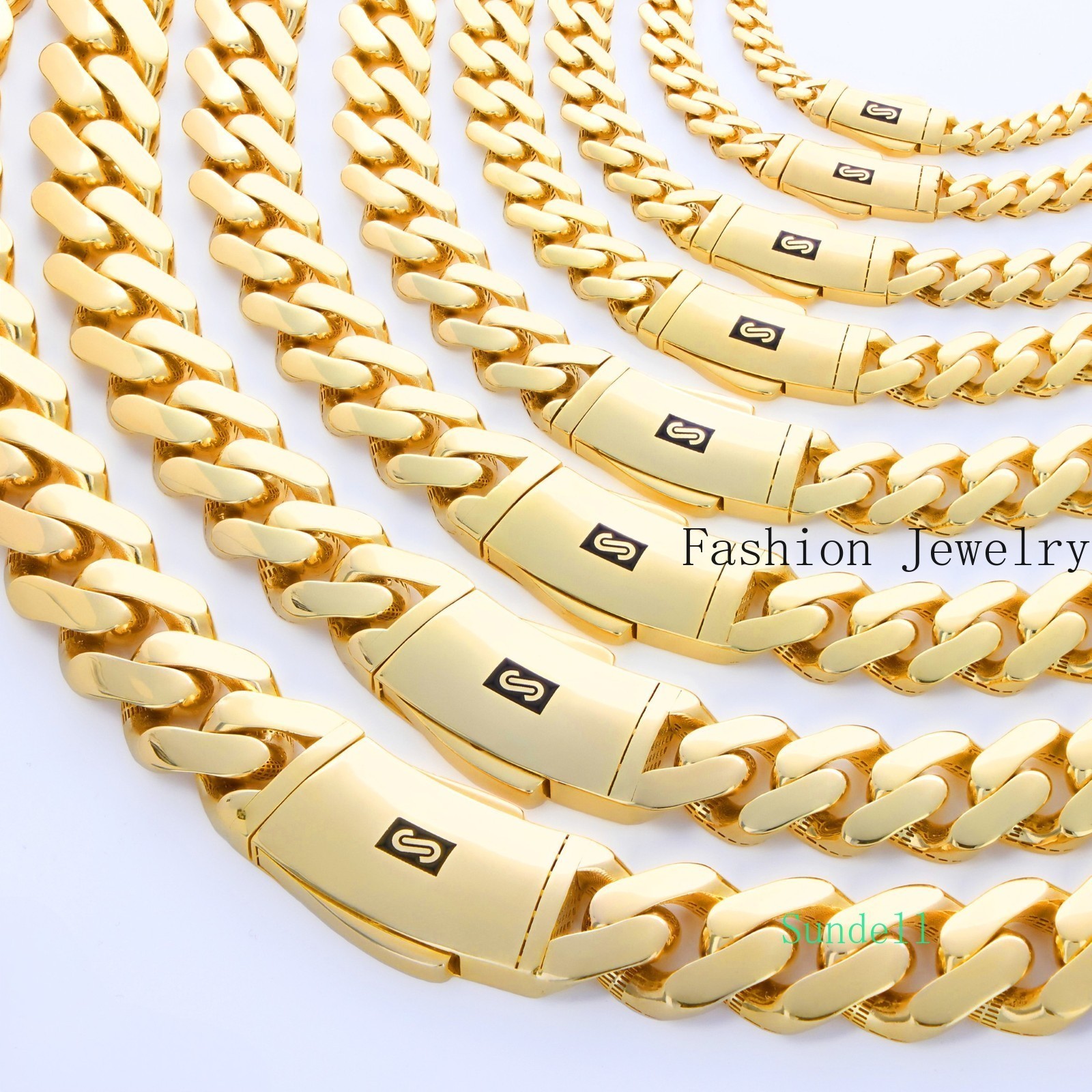 14k Yellow Gold Miami Cuban Royal Monaco Chain 5mm-17mm Necklace Bracelet 7″-30″