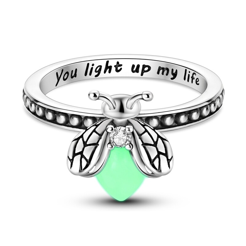 MULA Original Luminous Firefly Finger Ring CZ Women Jewelry 925 Silver Plated