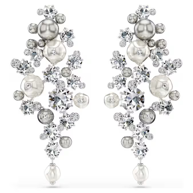Swarovski Constella Earrings Mixed cut， rhodium plated
