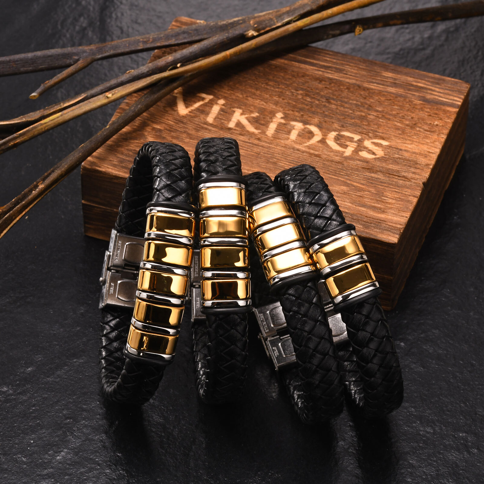 Personalised Men Leather Bracelet Custom Beads Family Name Christmas Gift Dad