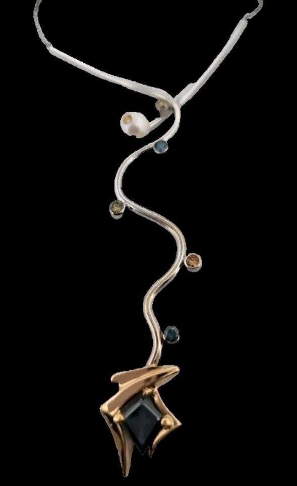 Gold Diamond Necklace Pearl 14k Drop