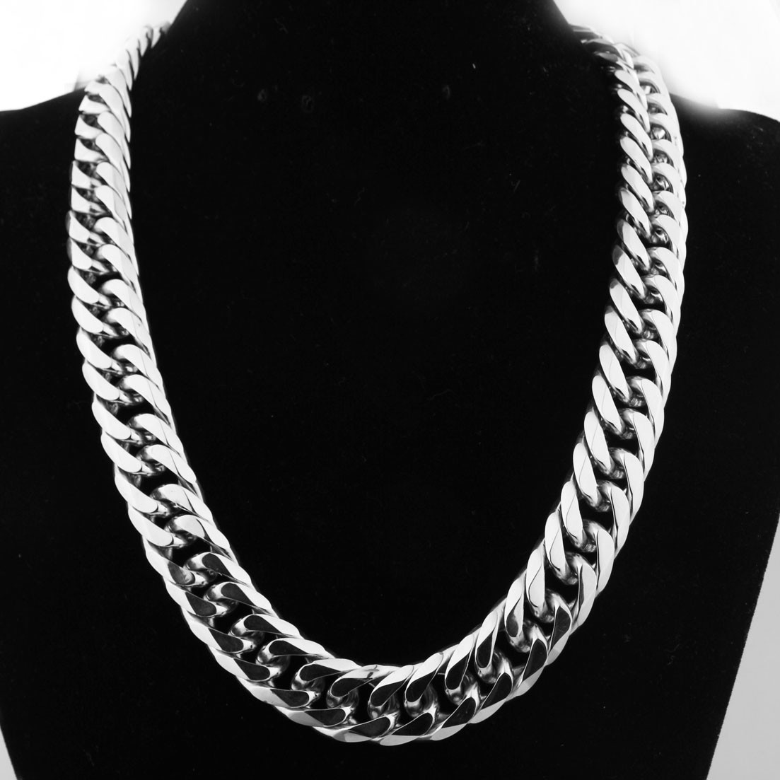 HEAVY Silver Cut Curb Cuban Link Chain 316L Stainless Steel Men’s Necklace Hot