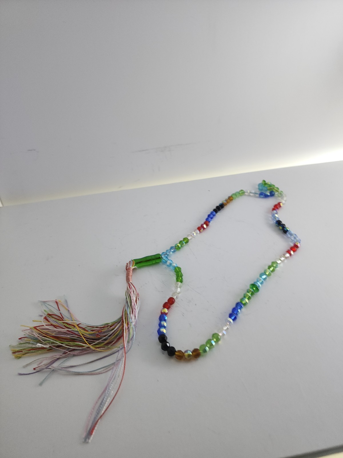 Multicolor Faceted Glass Meditation Beads Souvenir Strand with Tassel