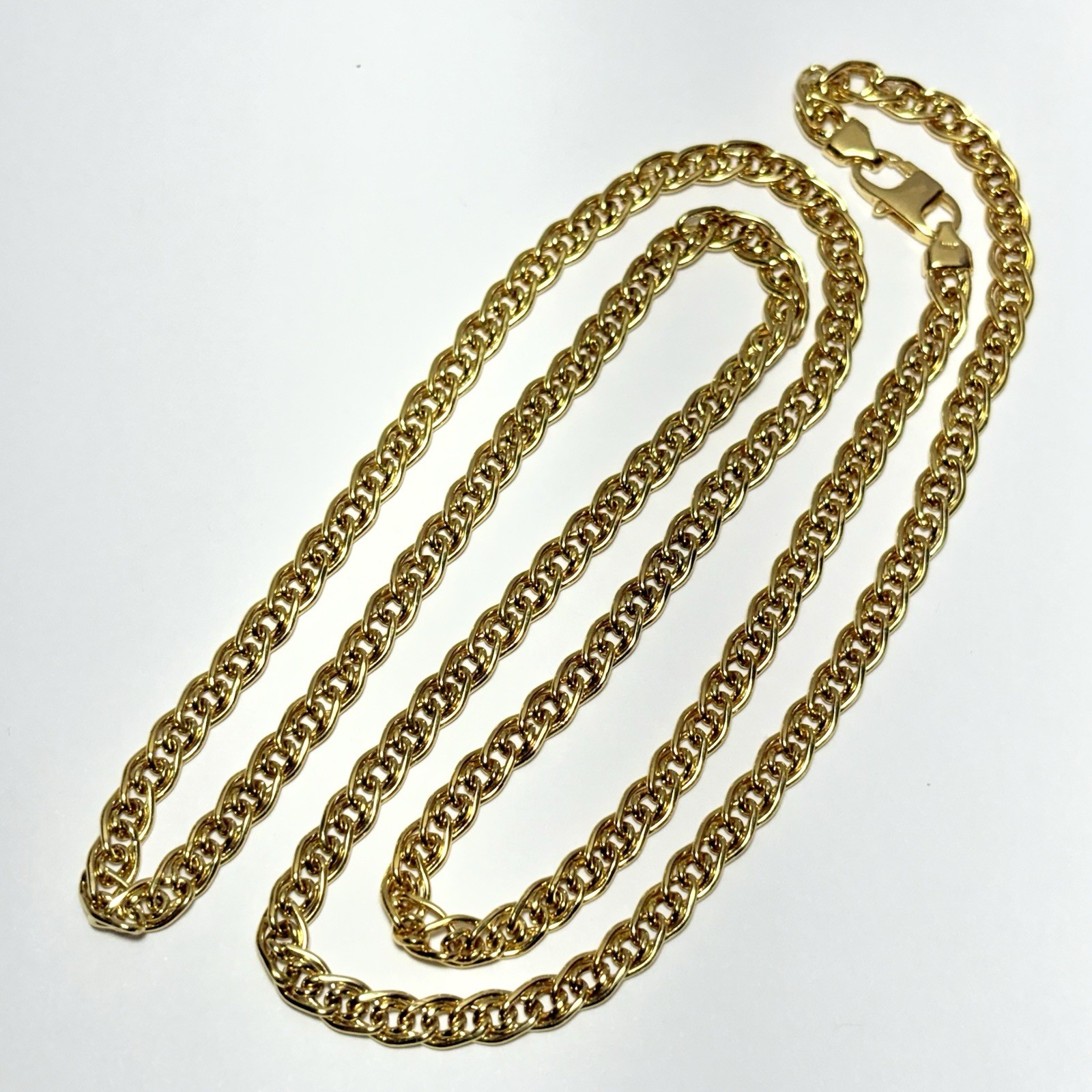 Italy 14K Yellow Gold Nonna Double Curb Link 4.5mm 28″ Chain Necklace 13.6g