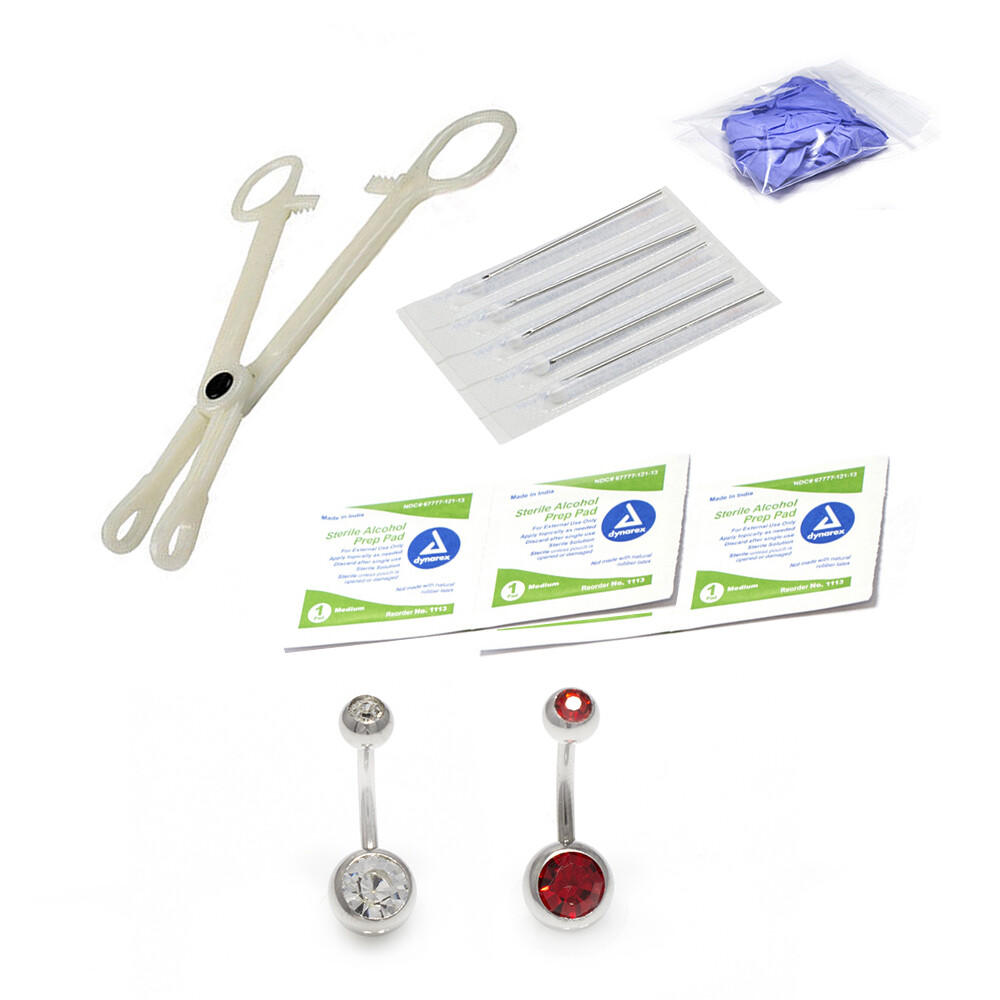 LionGothic Wholesale Surgical Stee Belly Buttoon Ring Piercing Kit 13 Pieces