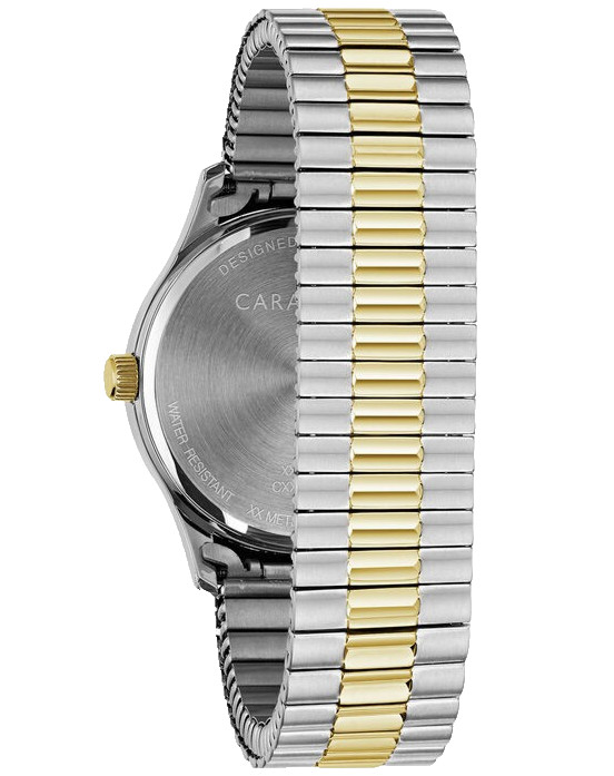 CARAVELLE BY BULOVA 45B147 WHITE DIAL GOLD SILVER EXPANSION BAND 40MM MENS WATCH
