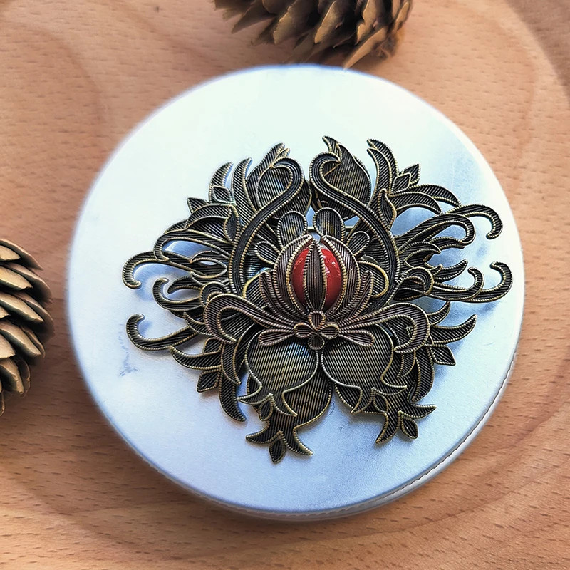Chinese Retro Cloisonne Handmade Brooch Cheongsam Hanfu Decoration Jewelry