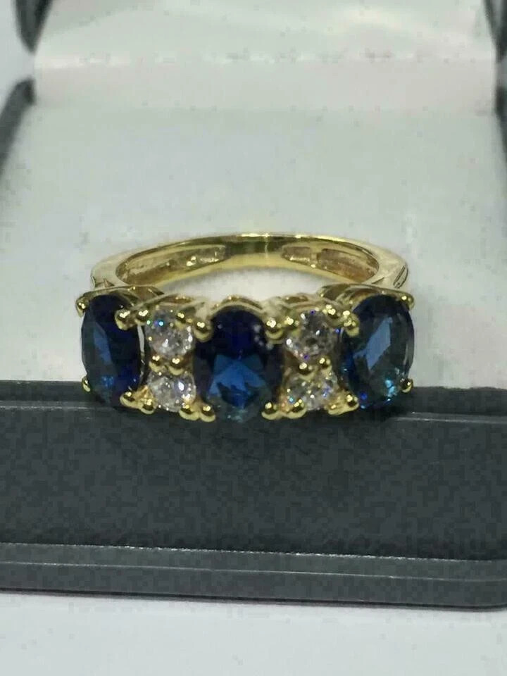 3.00 Ct Round Cut Natural Sapphire Diamond & Wedding Ring 14K Yellow Gold