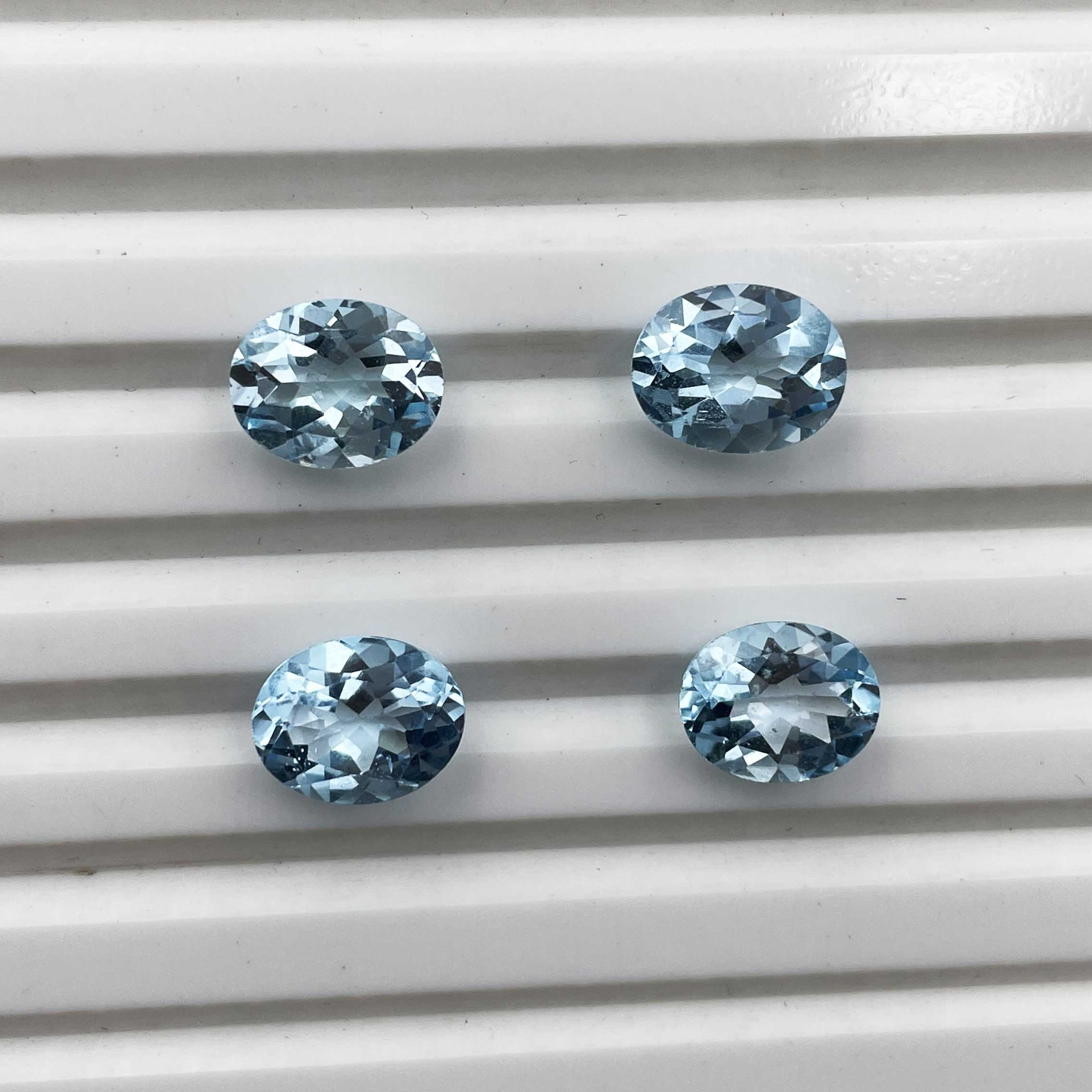 Natural Sky Blue Topaz Oval Cut Loose Gemstone Lot 4 Pcs 8*10 MM 11.50 CT