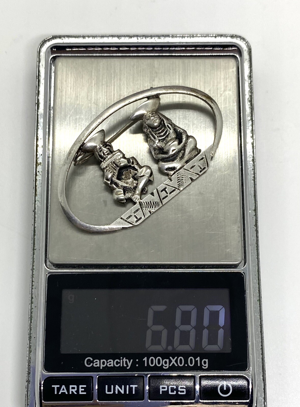 Vintage Mexico Sterling Silver Hand Crafted Villagers Pin Brooch 2.1/8” 6.80g